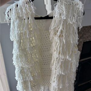 Elegant White Fringe Women's Top